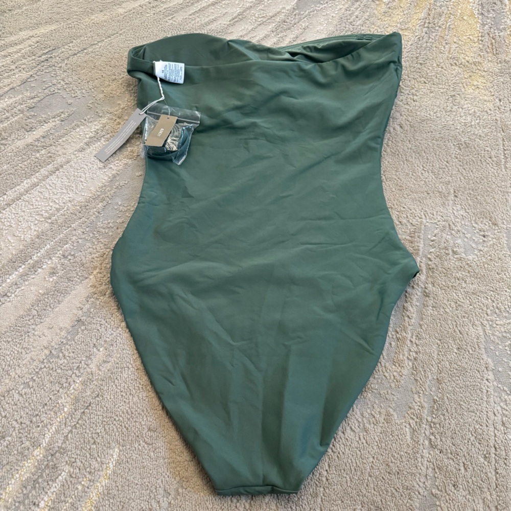 J Crew Gemma bandeau one piece swimsuit Classic Sculpt Green bathing suit 16 new - Picture 12 of 13